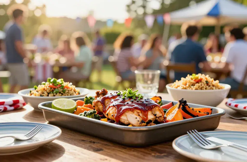 Finished 4th july crowd recipe for Easy 4th of July Recipes for a Crowd: Quick & Easy Crowd-Pleasers - A vibrant, high-contrast hero of a sunlit outdoor summer