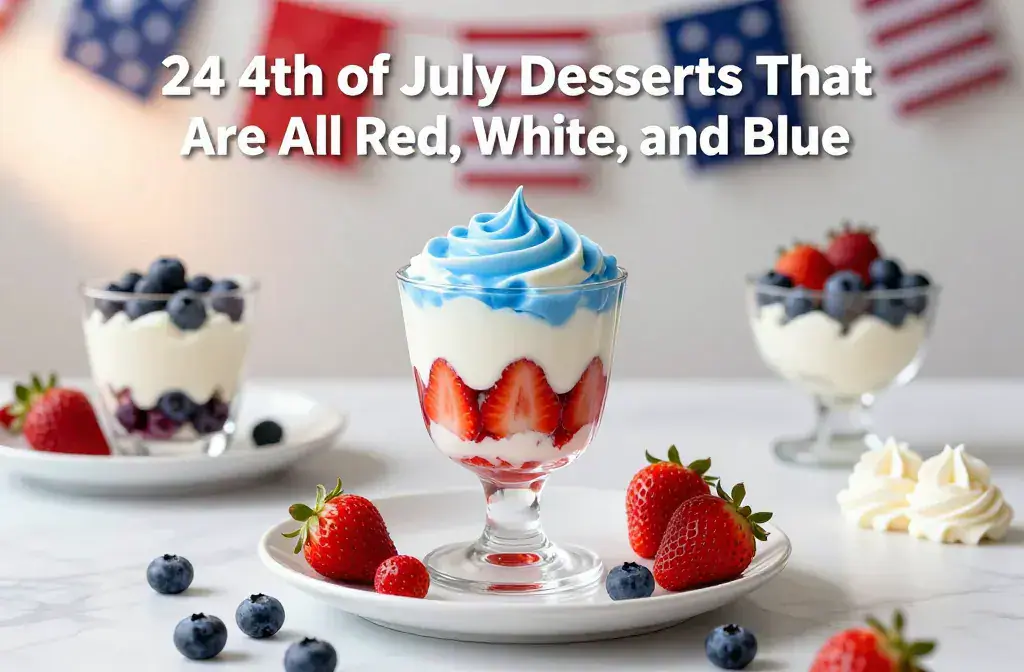 Finished 4th july desserts all red recipe for 24 4th of July Desserts That Are All Red, White, and Blue Bonanza - Create a vibrant hero for a blog post about "2