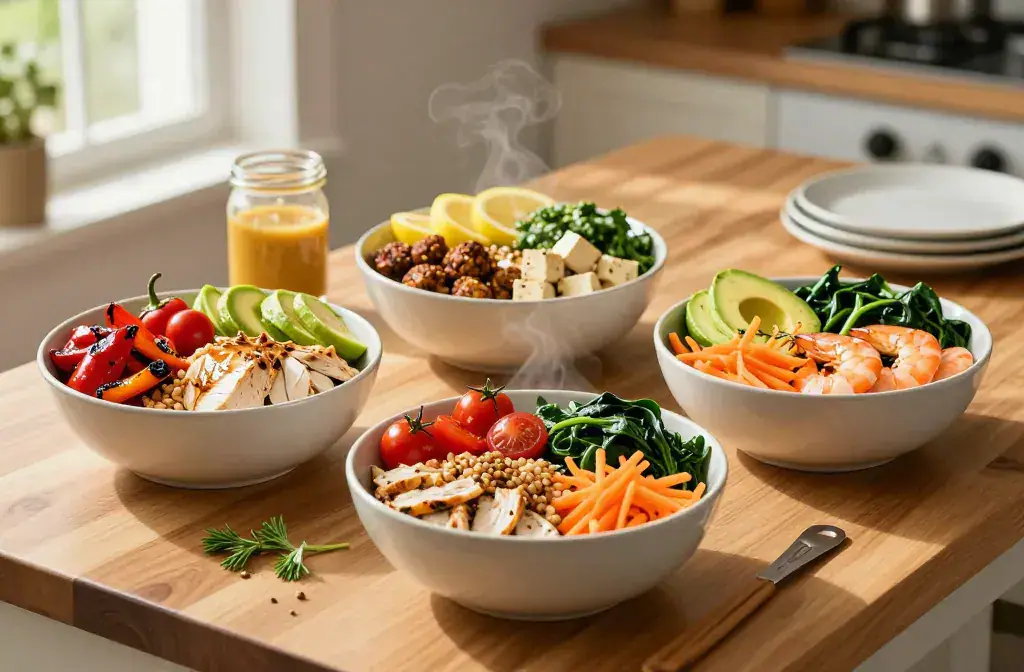 Finished ahead meal prep bowls whole recipe for Make Ahead Meal Prep Bowls for the Whole Week: Win Lunches - A vibrant, magazine-quality hero of a week-long mea