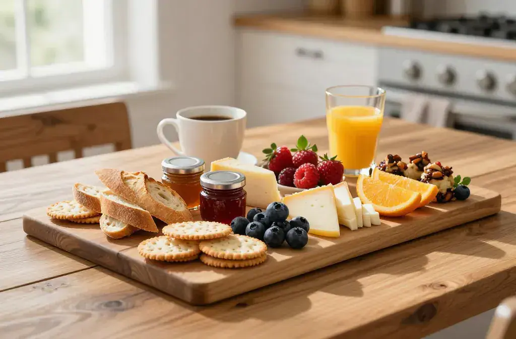 Finished breakfast grazing board lazy weekend recipe for Breakfast Grazing Board Ideas for Lazy Weekend Mornings: Easy Saturday Delights - A vibrant, high-resol