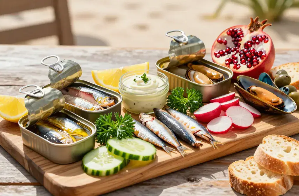 Finished build tinned fish charcuterie board recipe for How to Build a Tinned Fish Charcuterie Board for Summer Gatherings: a Chic, No-Oven Guide - A vibrant he