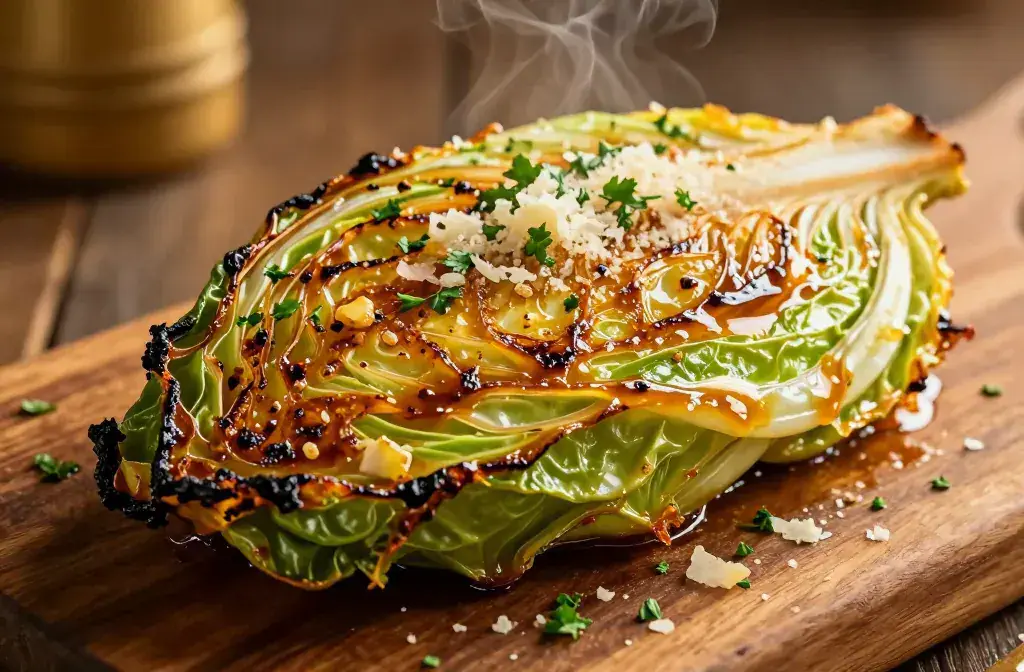 Finished crispy cabbage steaks garlic butter recipe for Crispy Cabbage Steaks with Garlic Butter (Easy Oven Recipe) That Stuns Weeknights - A sizzling, oven-roa