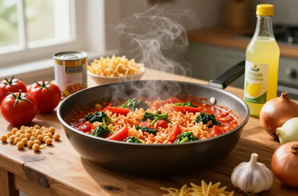 Finished dinners can pantry staples alone recipe for 25 Easy Dinners You Can Make From Pantry Staples Alone: Quick & Cozy - A vibrant, cinematic hero of a busy,
