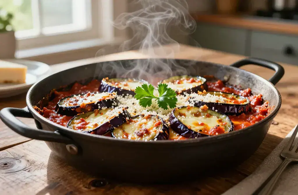 Finished eggplant parmesan made crowd-pleasing dinner recipe for Eggplant Parmesan Made Easy for a Crowd-Pleasing Dinner: Weeknight Win - A lush, oven-hot skill