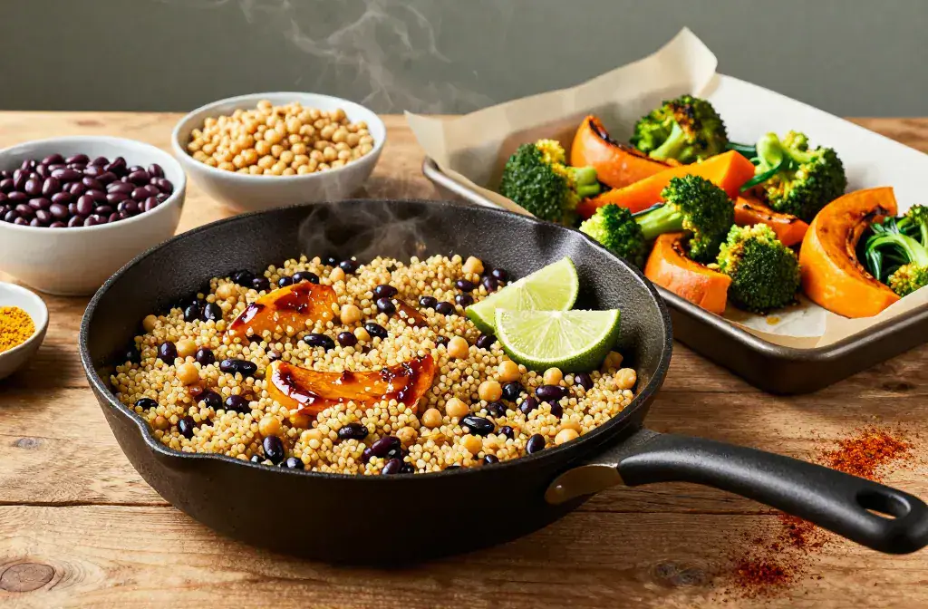 Finished fibermaxxing made delicious high-fiber dinner recipe for Fibermaxxing Made Delicious: 12 High-Fiber Dinner Ideas for Weeknights - A vibrant, high-contr