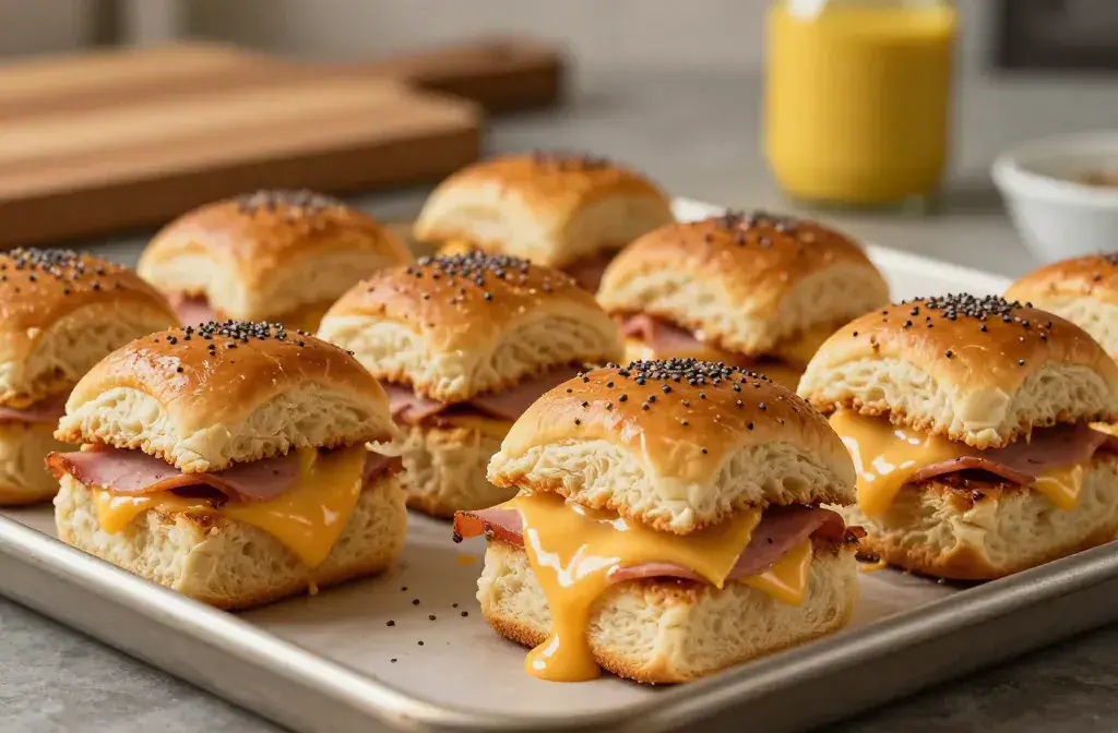 Finished ham cheese sliders crowd-pleasing appetizer recipe for Ham and Cheese Sliders for an Easy Crowd-Pleasing Appetizer: the One-Pan Crowd-Pleaser - A mouth