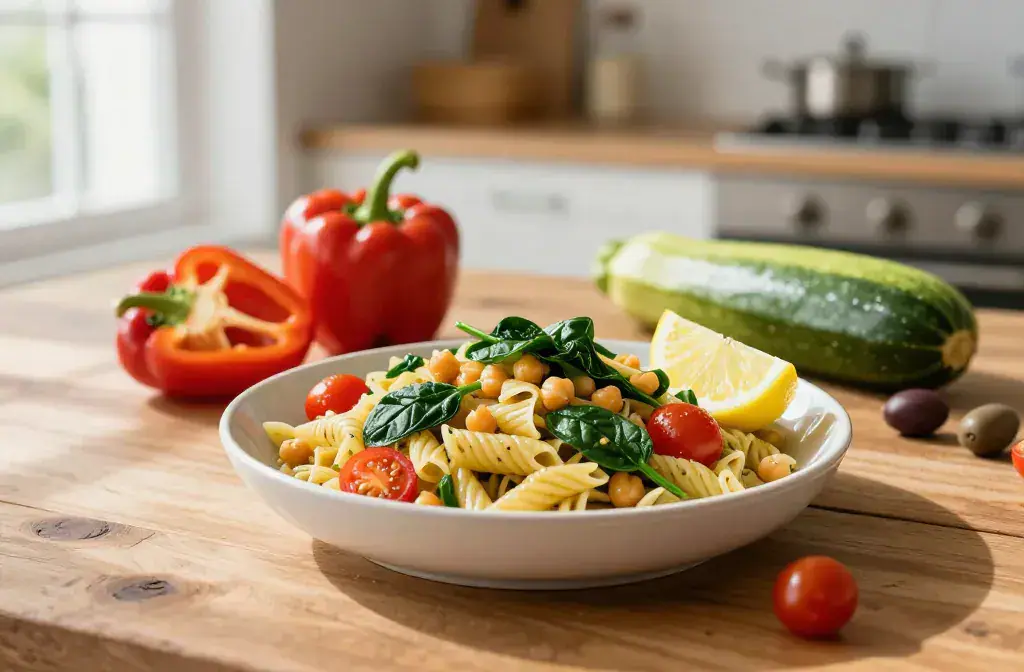Finished high-protein chickpea pasta quick healthy recipe for High-Protein Chickpea Pasta: 13 Quick and Healthy Dinner Ideas for Busy Nights - A vibrant, high-c