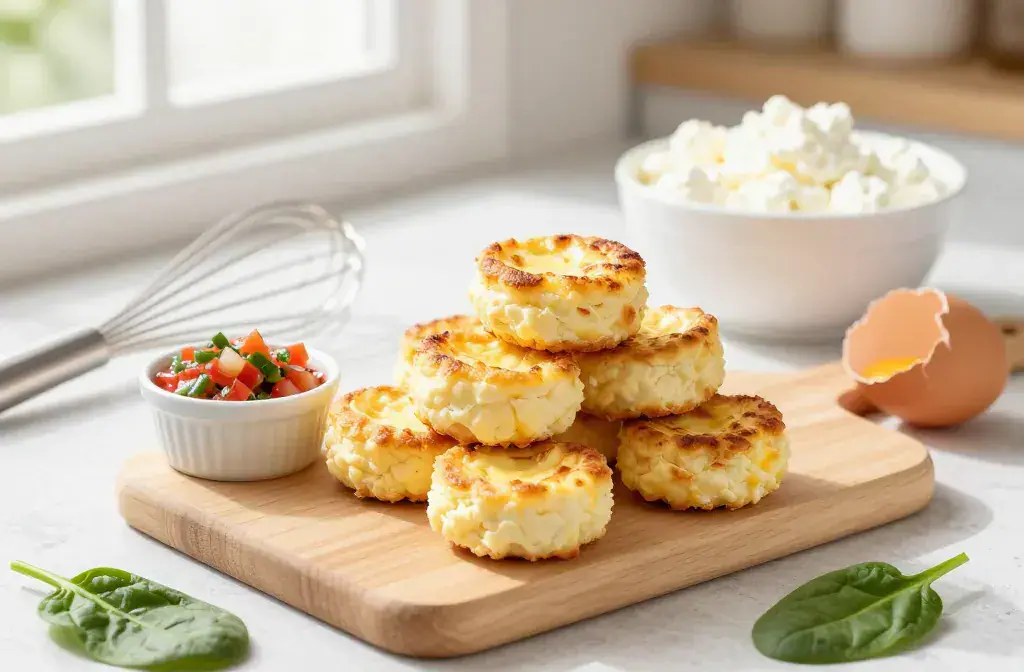 Finished high-protein cottage cheese egg bites recipe for Ultimate High-Protein Cottage Cheese Egg Bites: 12 Easy Meal-Prep Breakfasts - A vibrant, high-contras