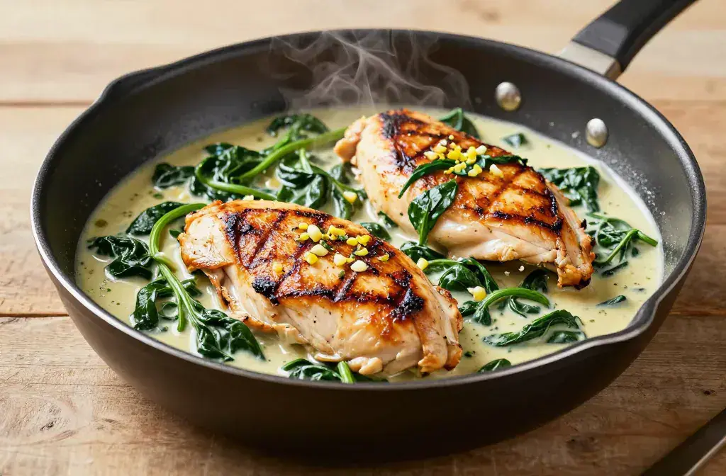 Finished one-pan chicken florentine creamy spinach recipe for One-Pan Chicken Florentine in a Creamy Spinach Sauce: Weeknight Miracle - Create a high-contrast h