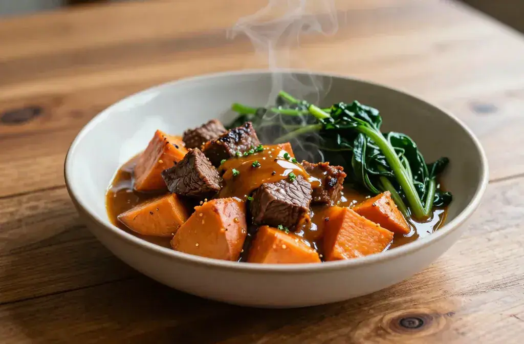 Finished one-pot hot honey bowls sweet recipe for One-Pot Hot Honey Bowls: 12 Sweet Potato and Beef Dinners Rocks Weeknights - A cozy, polished hero bowl scene