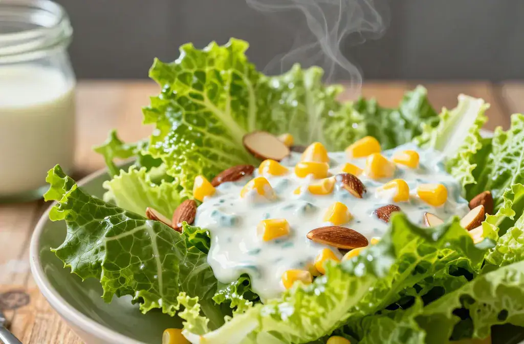 Finished probiotic yogurt dressing crunchy summer recipe for Probiotic Yogurt Dressing for Crunchy Summer Salads: Crunchy Magic - A vibrant hero of a crispy sum