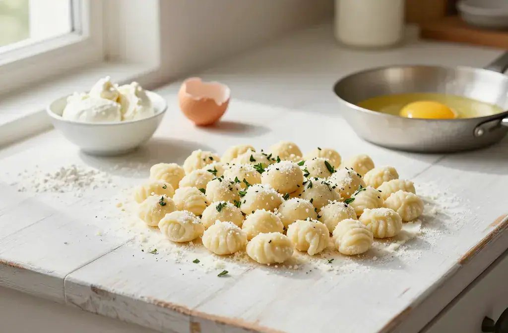 Finished ricotta gnocchi scratch under minutes recipe for Ricotta Gnocchi From Scratch in Under 30 Minutes: Weeknight Wonder - Capture of a bright, home-kitchen