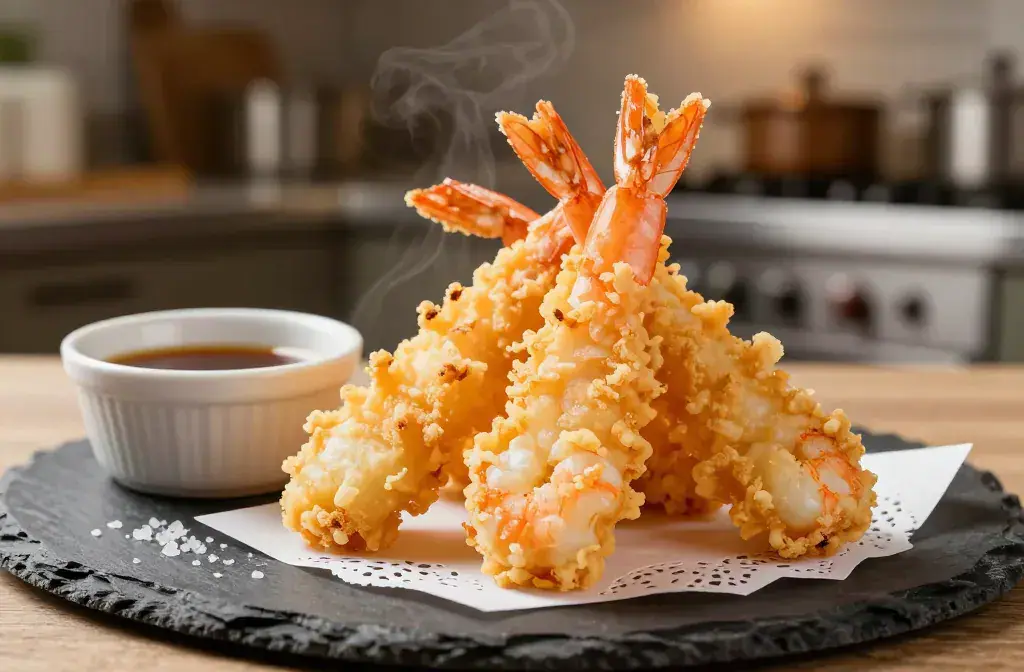 Finished shrimp tempura home crispy light recipe for Shrimp Tempura at Home: Crispy, Light, and Easier Than You Think-Weeknight Win - A close-up, high-resolutio