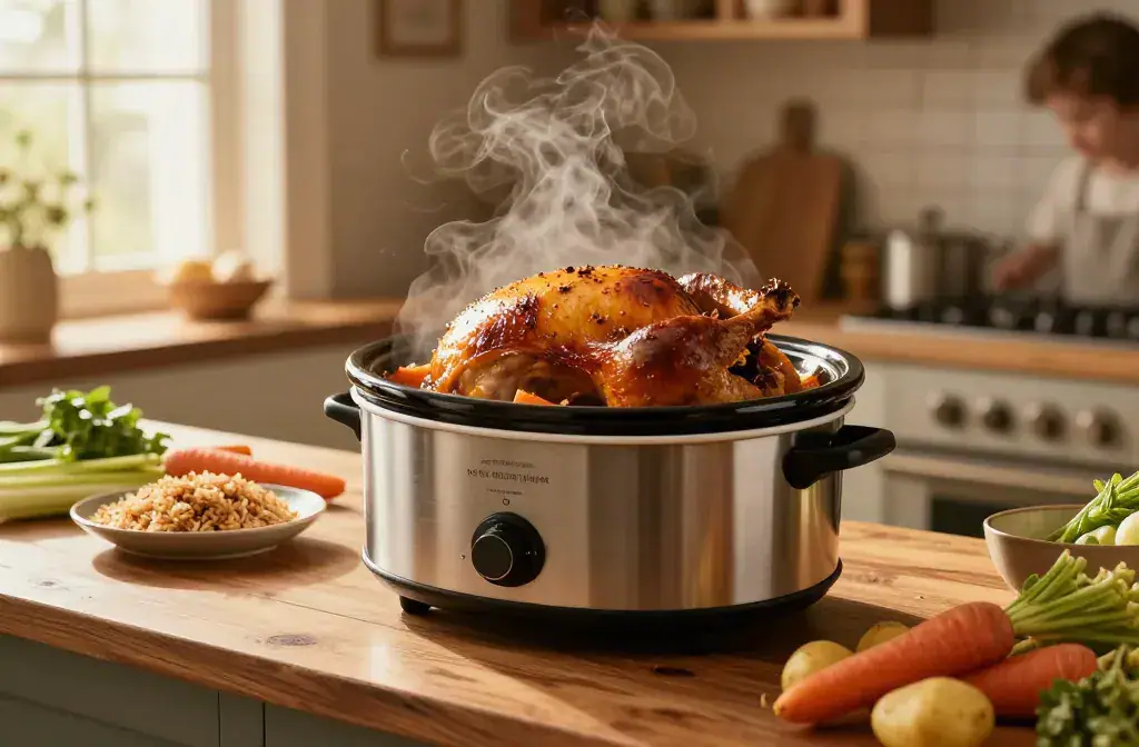 Finished slow cooker turkey budget family recipe for Slow Cooker Turkey Recipes: 20 Budget Family Dinners on a Dime - Quick Wins - A warm, inviting kitchen scen