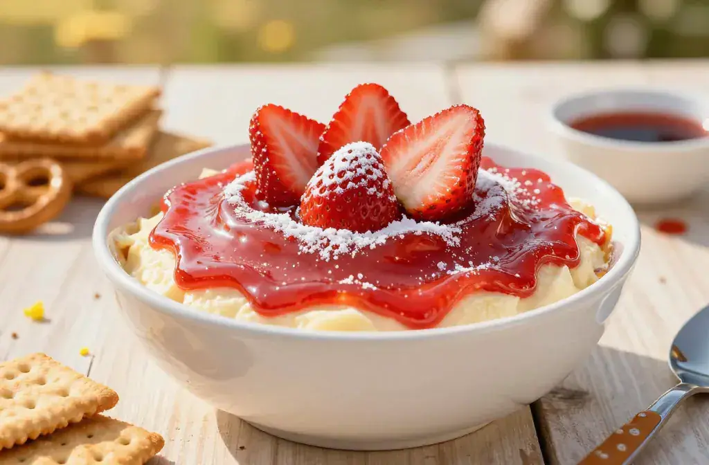 Finished strawberry cheesecake dip unofficial dip recipe for Strawberry Cheesecake Dip the Unofficial Dip of Summer: Delight in a Dip - A vibrant hero shot of a