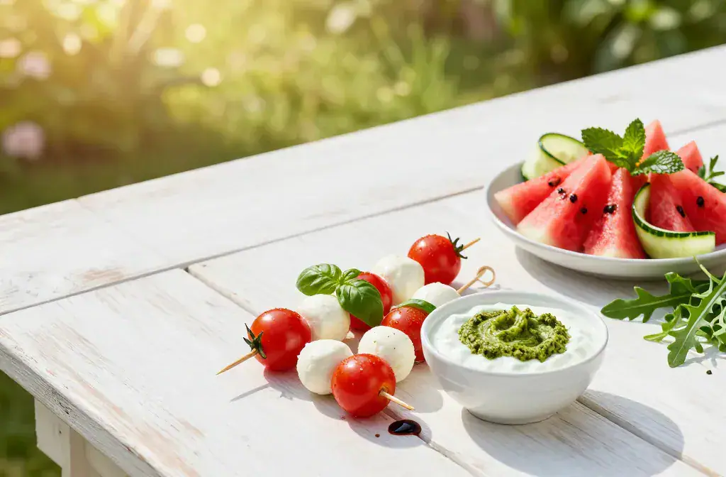 Finished summer dinner when too hot recipe for Easy Summer Dinner Ideas When It Is Too Hot to Cook: Cool & Quick Wins - A bright, sunlit outdoor picnic scene fe