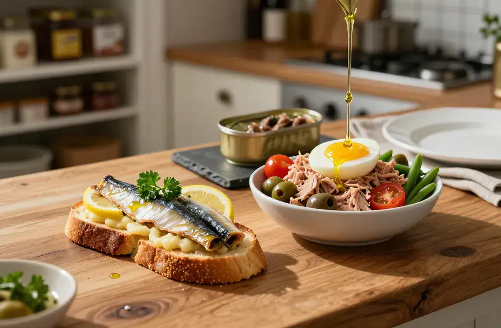 Finished tinned fish pantry cooking feel recipe for 12 Tinned Fish Recipes That Make Pantry Cooking Feel Fancy Unlocked - A chic pantry-to-table hero featuring