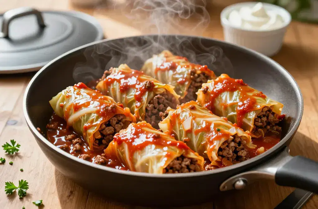 Finished unstuffed cabbage roll skillet minutes recipe for Unstuffed Cabbage Roll Skillet in 30 Minutes: Weeknight Win - A high-contrast, photorealistic hero of