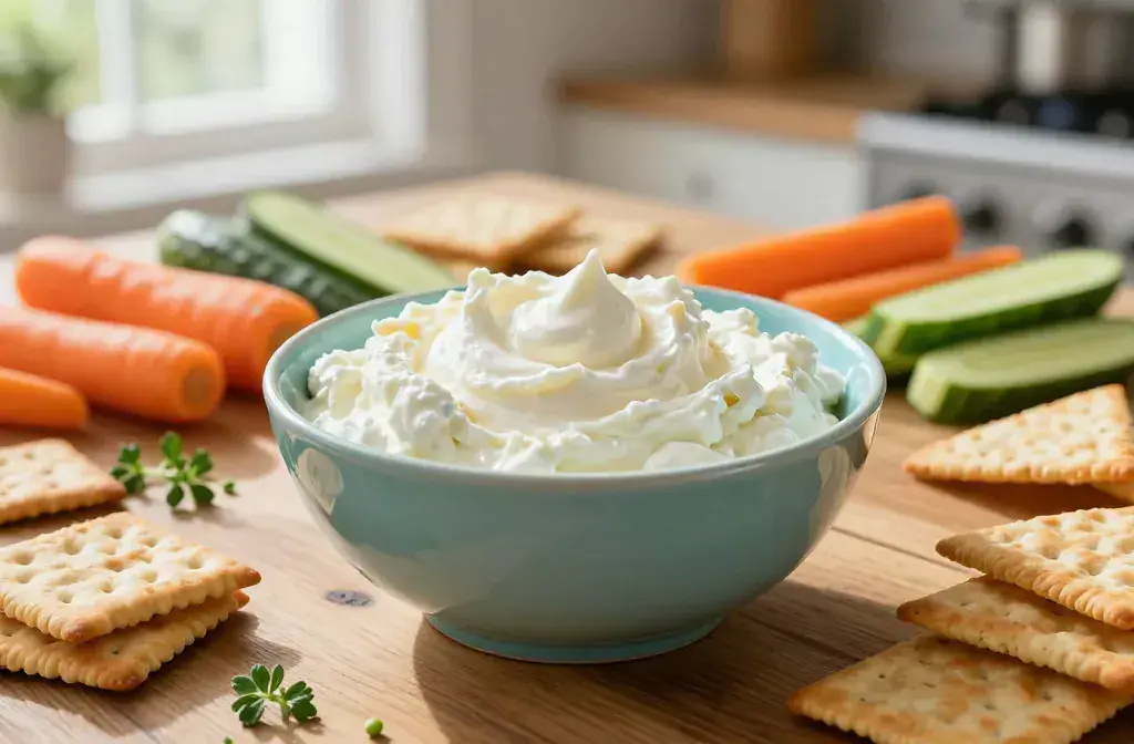 Finished whipped cottage cheese dip party recipe for Whipped Cottage Cheese Dip for Easy Party Snacks: Crowd-Pleasing Wow - A vibrant, glossy bowl of whipped co